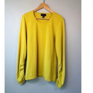 McDuff cashmere sweater size L sinched long sleeves yellow